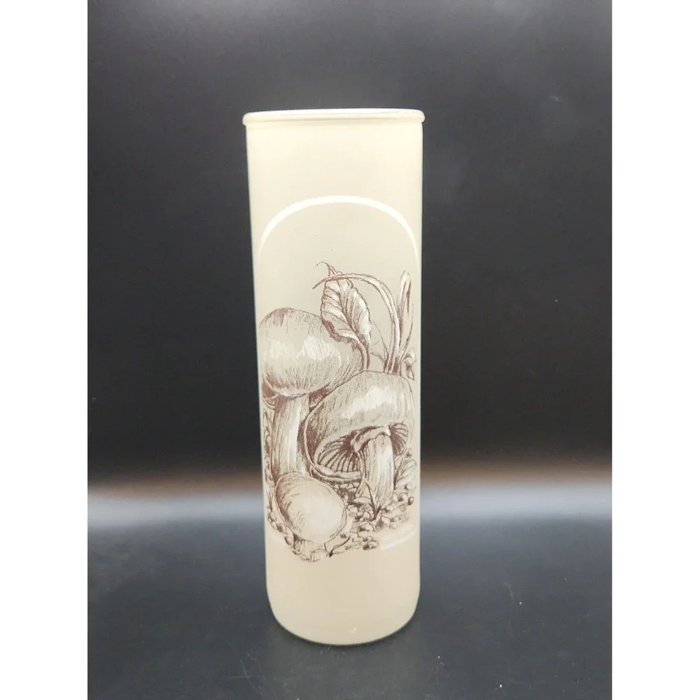 Vintage 70s Frosted Glass Mushroom Candle Holder Cylinder Sleeve Cottagecore 9